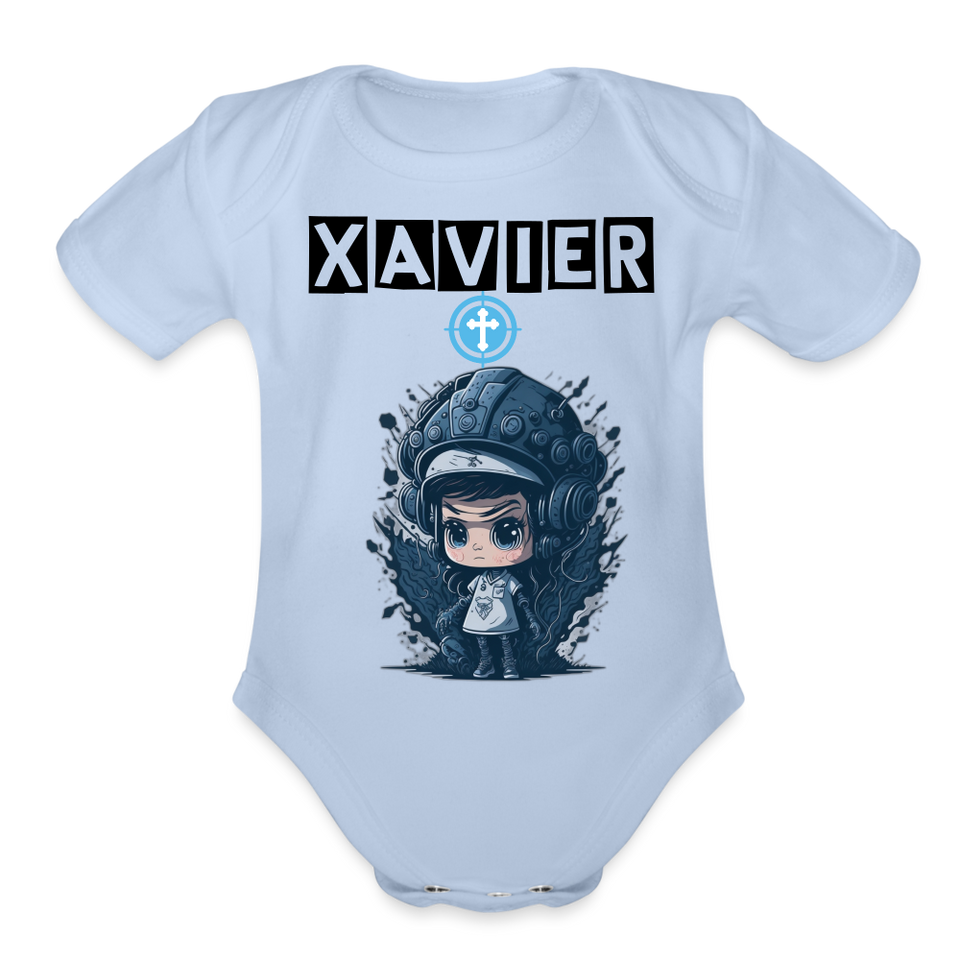 Baby Xavier Organic Short Sleeve Baby Bodysuit [Onesies] - sky