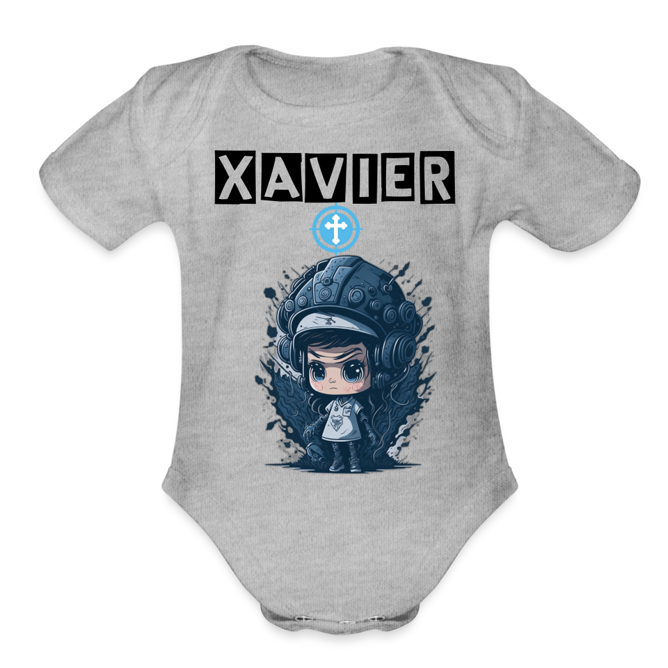 Baby Xavier Organic Short Sleeve Baby Bodysuit [Onesies] - heather grey