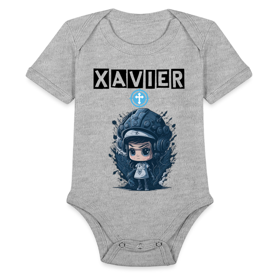 Baby Xavier Organic Short Sleeve Baby Bodysuit [Onesies] - heather grey