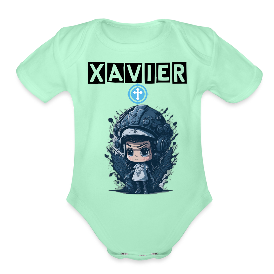 Baby Xavier Organic Short Sleeve Baby Bodysuit [Onesies] - light mint