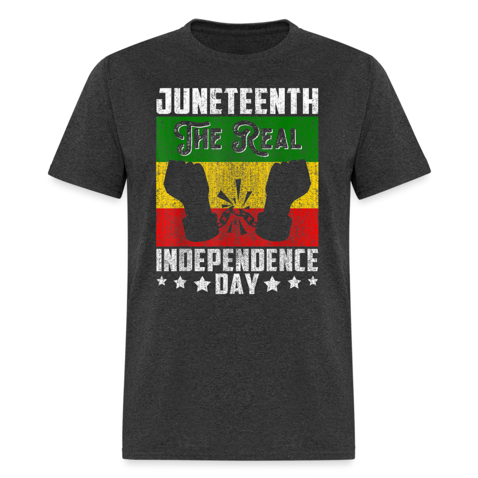 Juneteenth shirt The Real Independence Day Black Lives Matter T-Shirt Size S-6XL - heather black