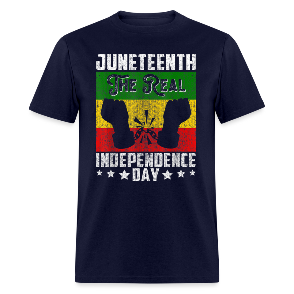 Juneteenth shirt The Real Independence Day Black Lives Matter T-Shirt Size S-6XL - navy