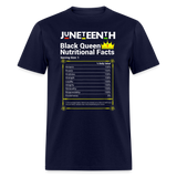 Black Queen Nutrition facts shirt Juneteenth Black History T-Shirt size S-6XL - navy