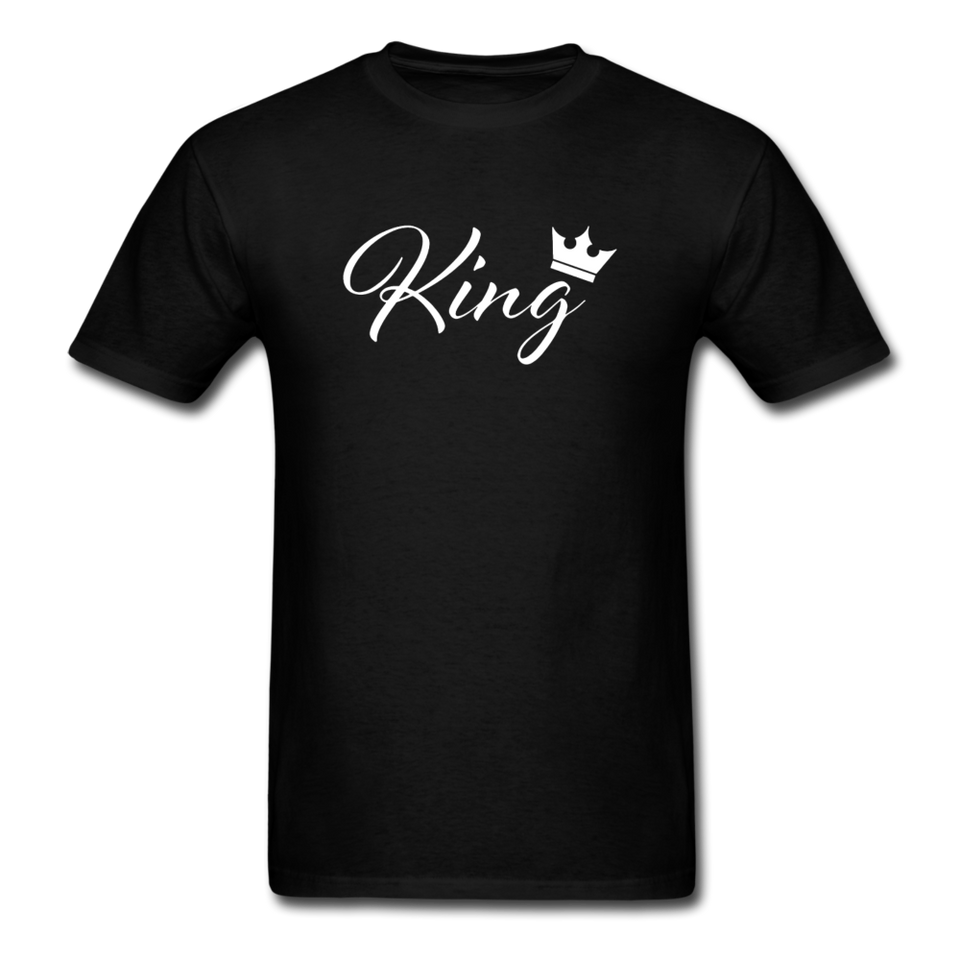 King Queen Matching Couples Valentine's Day T-shirt - black