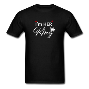 I'm Her KING His QUEEN T-Shirts Matching Couple Shirts Valentine's Day Gift Idea - black