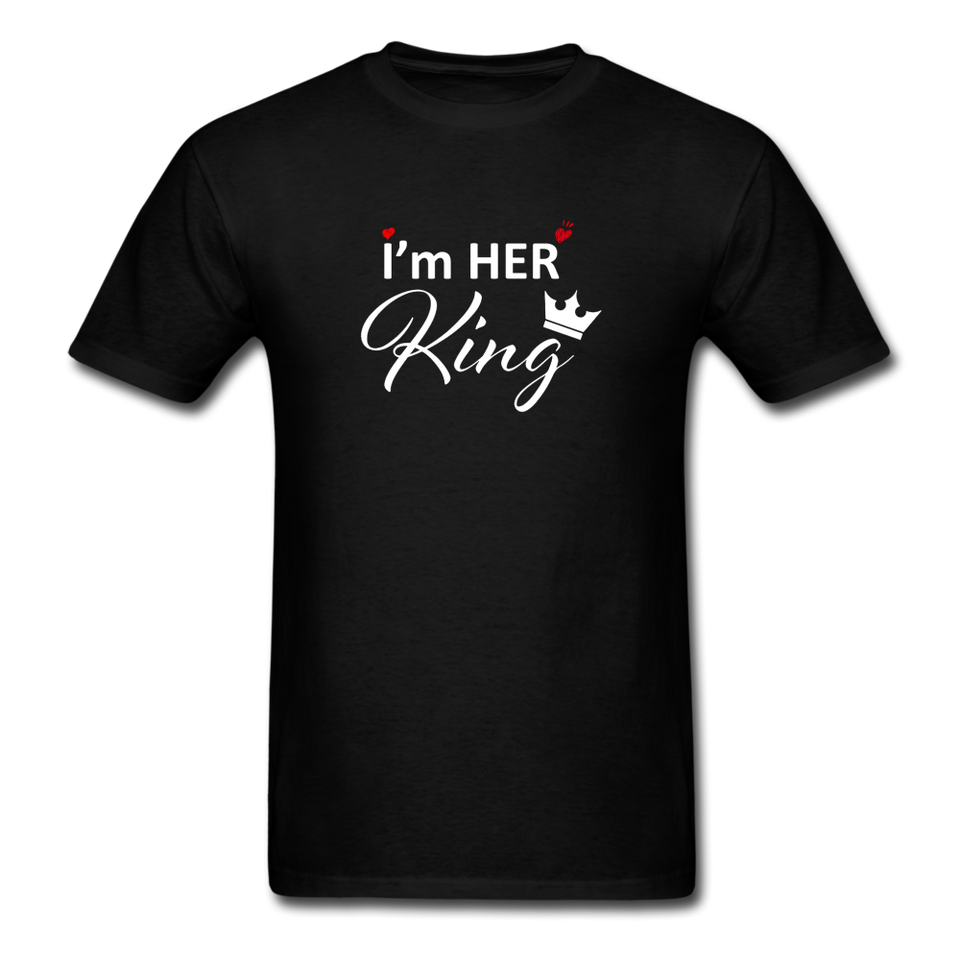 I'm Her KING His QUEEN T-Shirts Matching Couple Shirts Valentine's Day Gift Idea - black