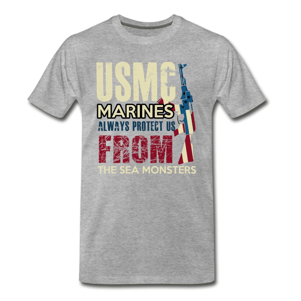 United States Marine Corps USMC Military Veteran Soldier USA Support T-Shirt - heather gray