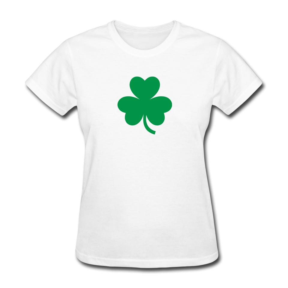 St Patricks Day T-shirt Irish Shamrock Lucky Women's Drinking Drunk Tee - white