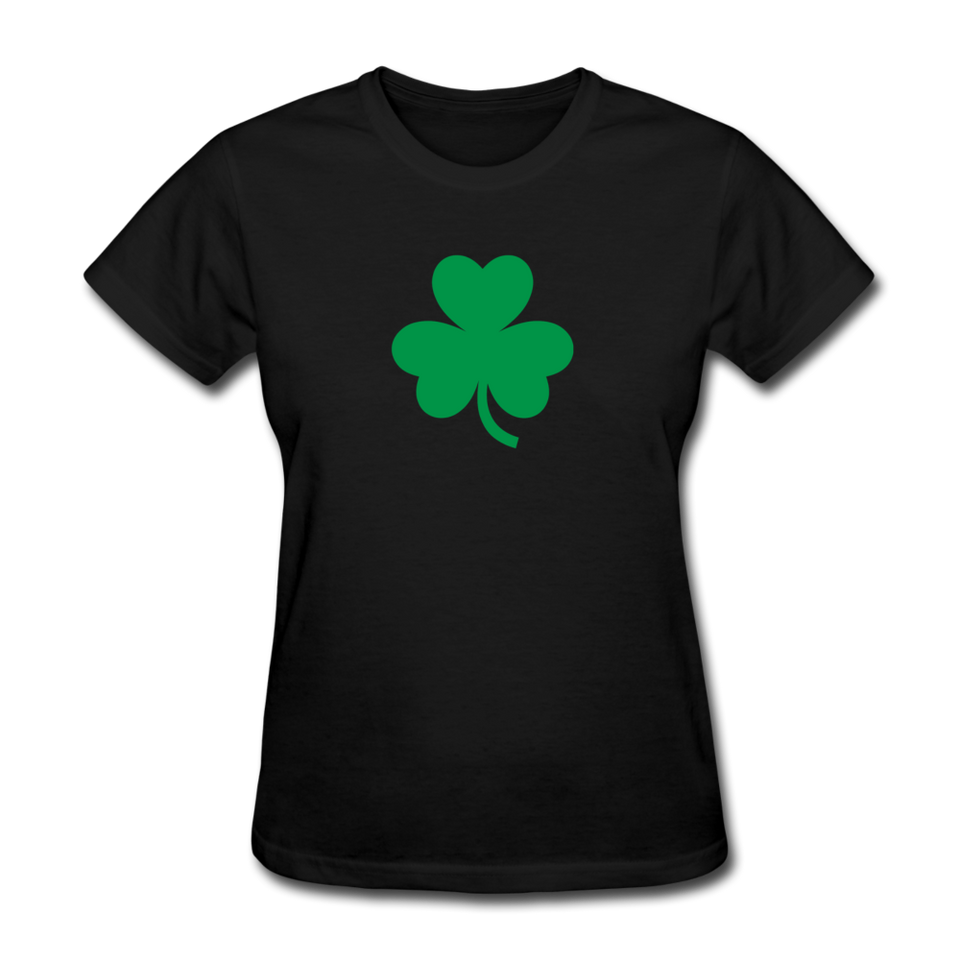 St Patricks Day T-shirt Irish Shamrock Lucky Women's Drinking Drunk Tee - black