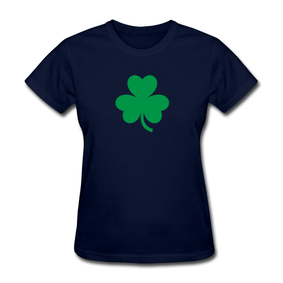 St Patricks Day T-shirt Irish Shamrock Lucky Women's Drinking Drunk Tee - navy