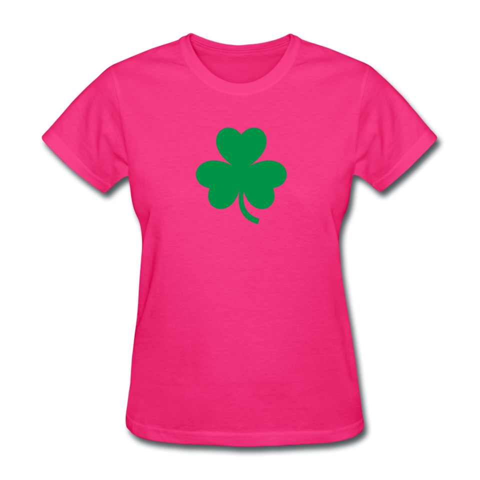 St Patricks Day T-shirt Irish Shamrock Lucky Women's Drinking Drunk Tee - fuchsia