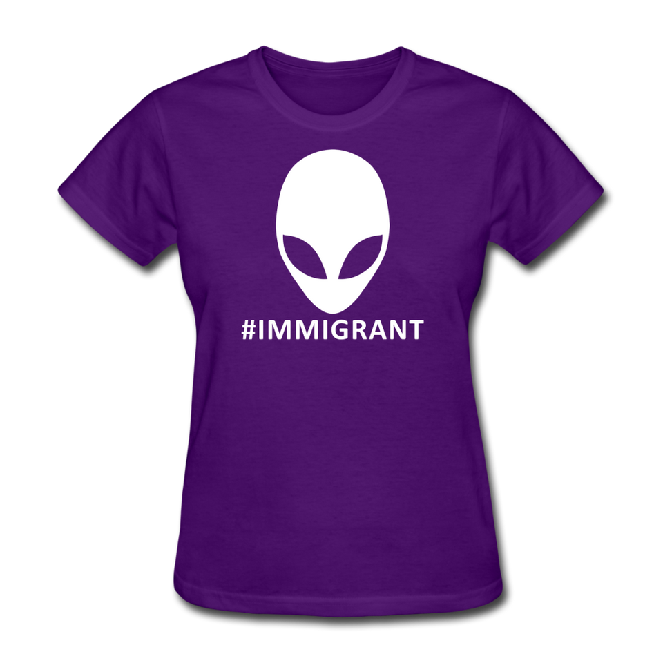 Funny Alien Immigrant Women's T-Shirt - purple