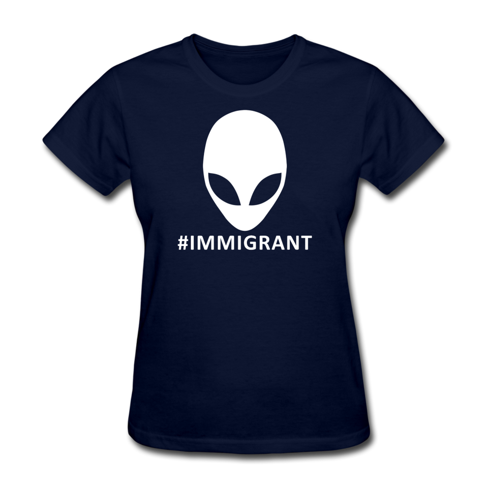 Funny Alien Immigrant Women's T-Shirt - navy