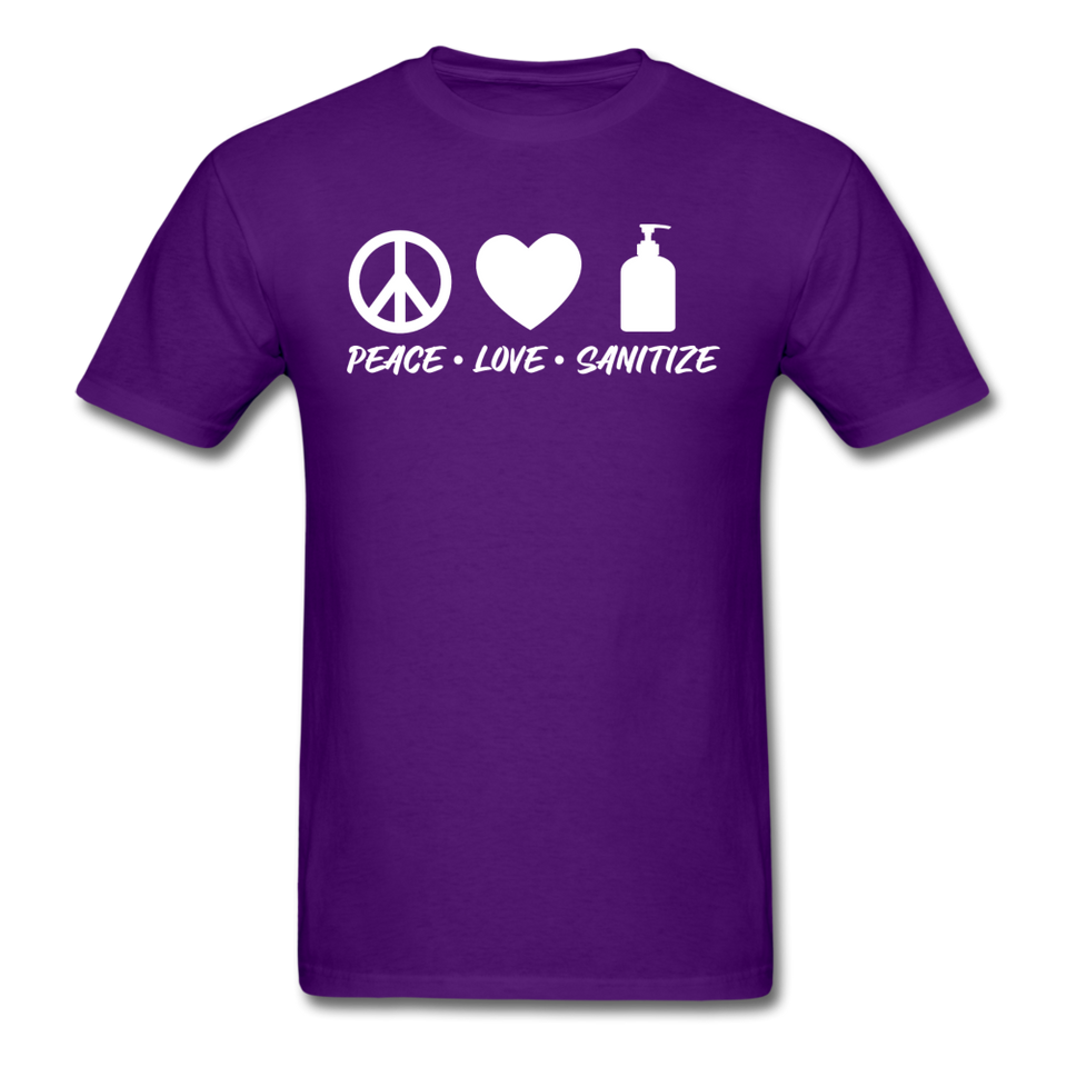 Peace Love Sanitize Social Distancing Funny Quarantine T shirt Gift Size S-6XL - purple