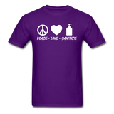 Peace Love Sanitize Social Distancing Funny Quarantine T shirt Gift Size S-6XL - purple