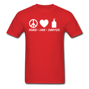 Peace Love Sanitize Social Distancing Funny Quarantine T shirt Gift Size S-6XL - red