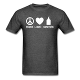 Peace Love Sanitize Social Distancing Funny Quarantine T shirt Gift Size S-6XL - heather black