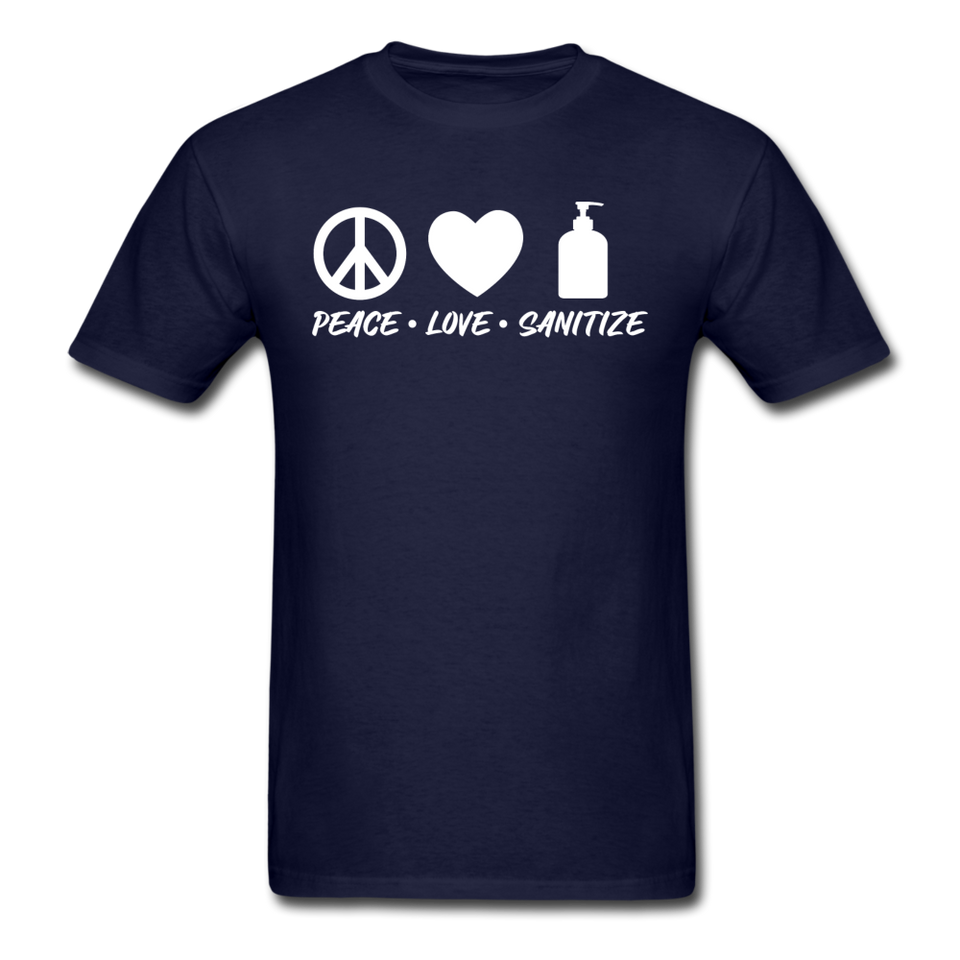 Peace Love Sanitize Social Distancing Funny Quarantine T shirt Gift Size S-6XL - navy