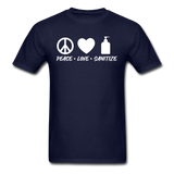Peace Love Sanitize Social Distancing Funny Quarantine T shirt Gift Size S-6XL - navy