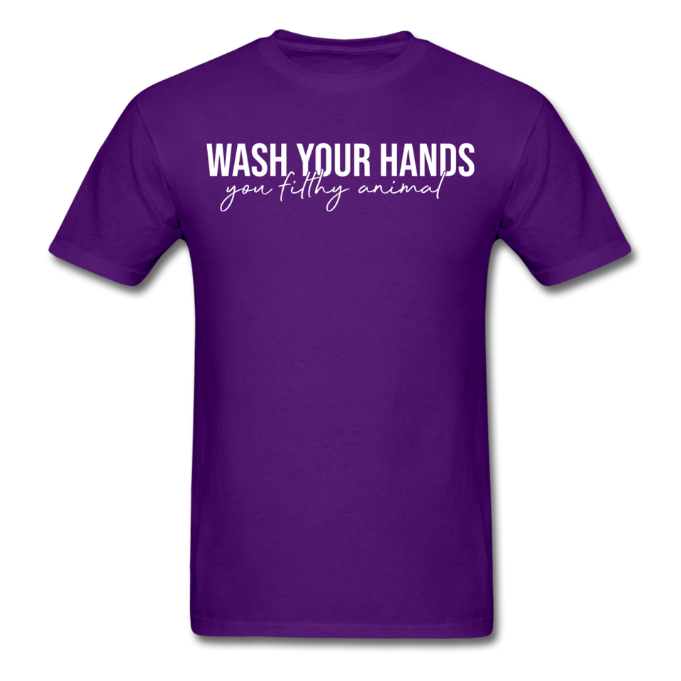WASH YOUR HANDS Social Distancing and Self-Quarantine T shirt Gift Size S-6XL - purple