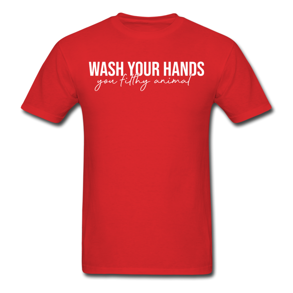 WASH YOUR HANDS Social Distancing and Self-Quarantine T shirt Gift Size S-6XL - red