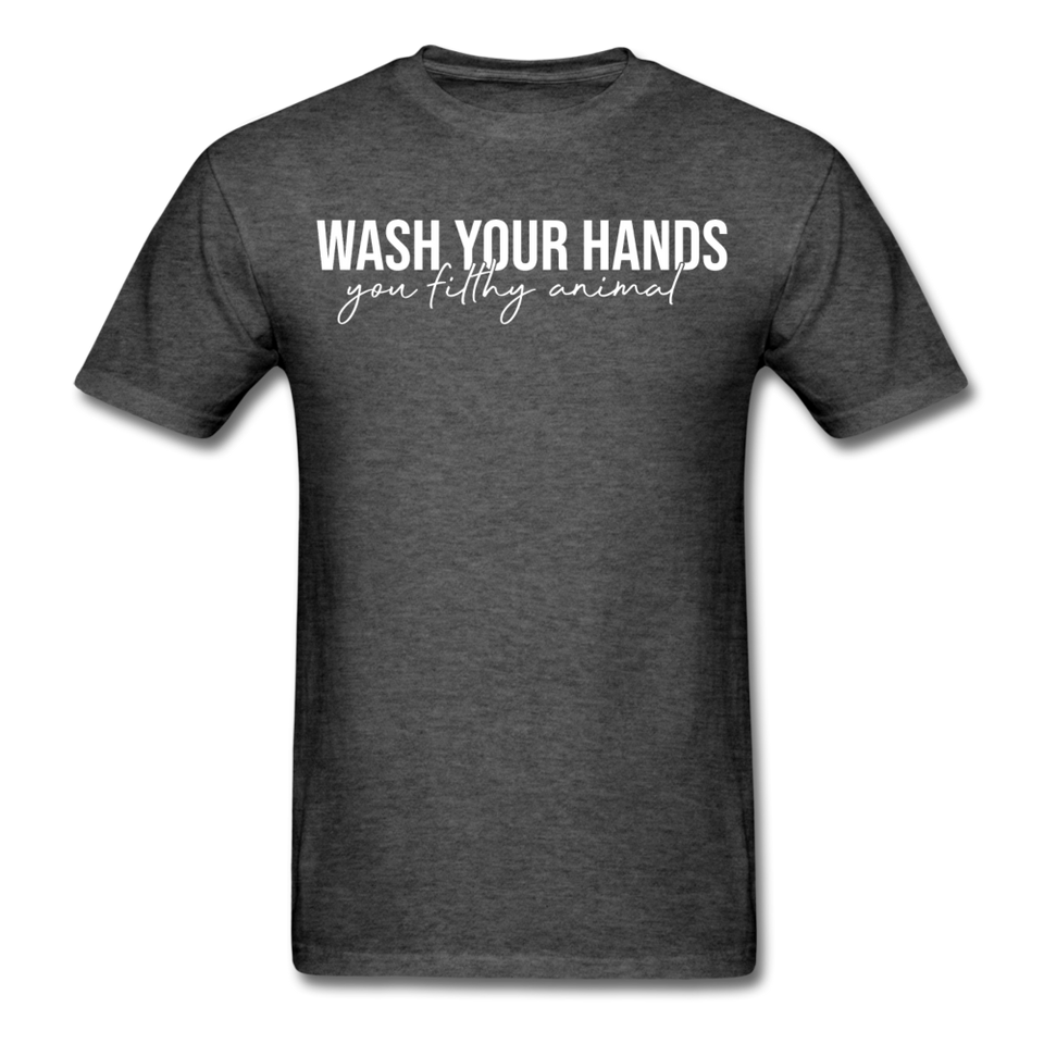 WASH YOUR HANDS Social Distancing and Self-Quarantine T shirt Gift Size S-6XL - heather black