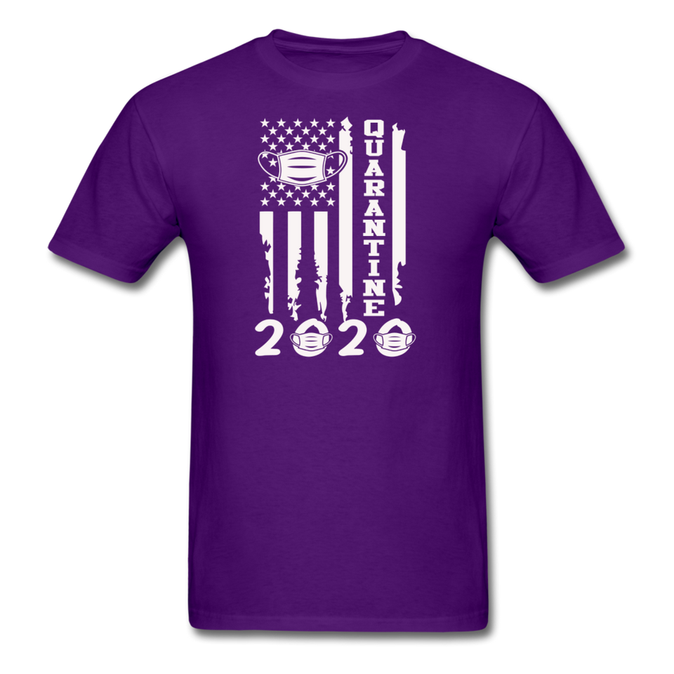 COVID Social Distancing and Self-Quarantine United States Flag T shirt - purple