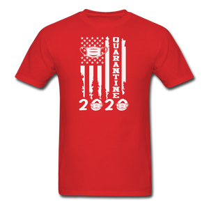 COVID Social Distancing and Self-Quarantine United States Flag T shirt - red