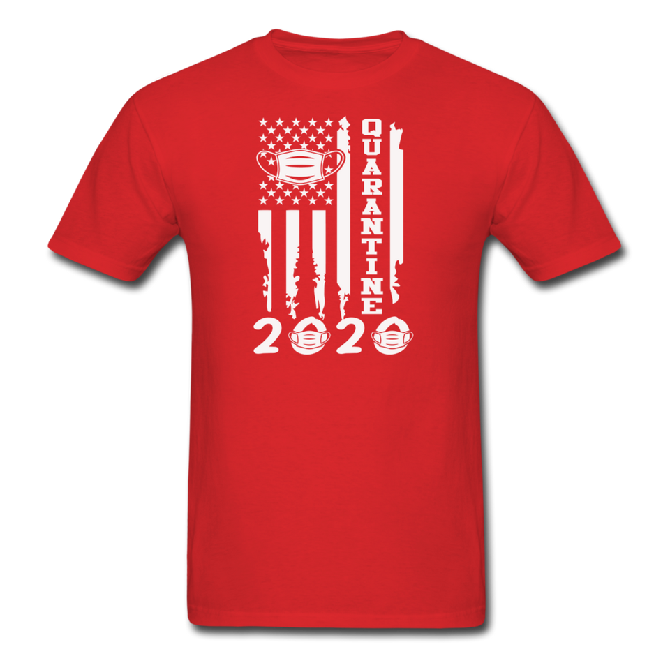 COVID Social Distancing and Self-Quarantine United States Flag T shirt - red