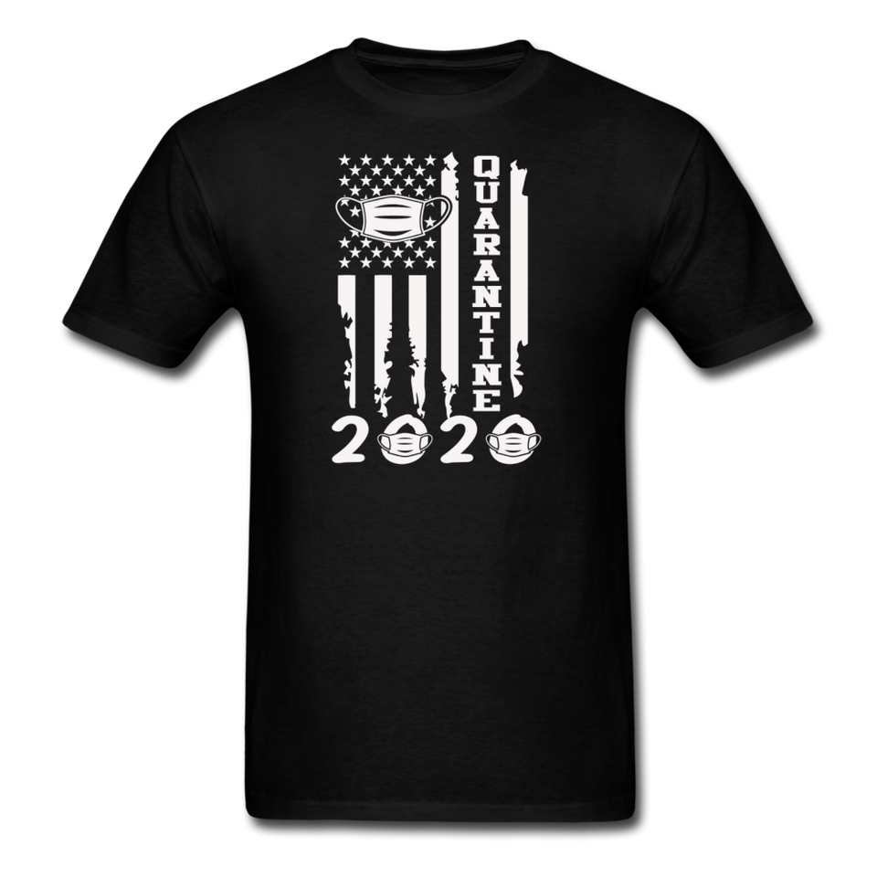 COVID Social Distancing and Self-Quarantine United States Flag T shirt - black