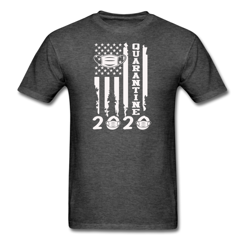 COVID Social Distancing and Self-Quarantine United States Flag T shirt - heather black