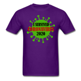 Virus Free I Survived 2020 virus Quarantine Tshirt Covid Coron Virus shirt - purple