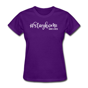 Stay Home Save Lives Shirt Social Distancing Self-Quarantine Women's T-Shirt - purple