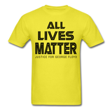 Justice for George Floyd T-shirt clothing I cant breathe All black lives matter - yellow