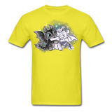 Cute Baby Toothless and Toothpaste Hugging Shirt Night/Light Fury Dragon TShirt - yellow