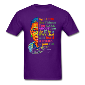 Ruth Bader Ginsburg fan gift Fight for the things you care about RBG T-Shirt - purple