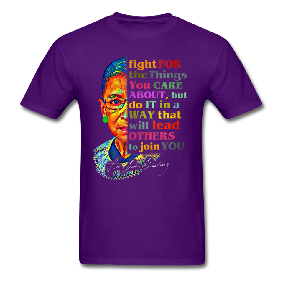 Ruth Bader Ginsburg fan gift Fight for the things you care about RBG T-Shirt - purple