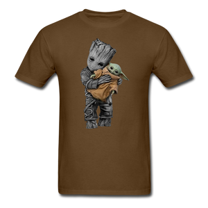 Baby Groot hugging baby Unisex Classic Adult T-Shirt - brown