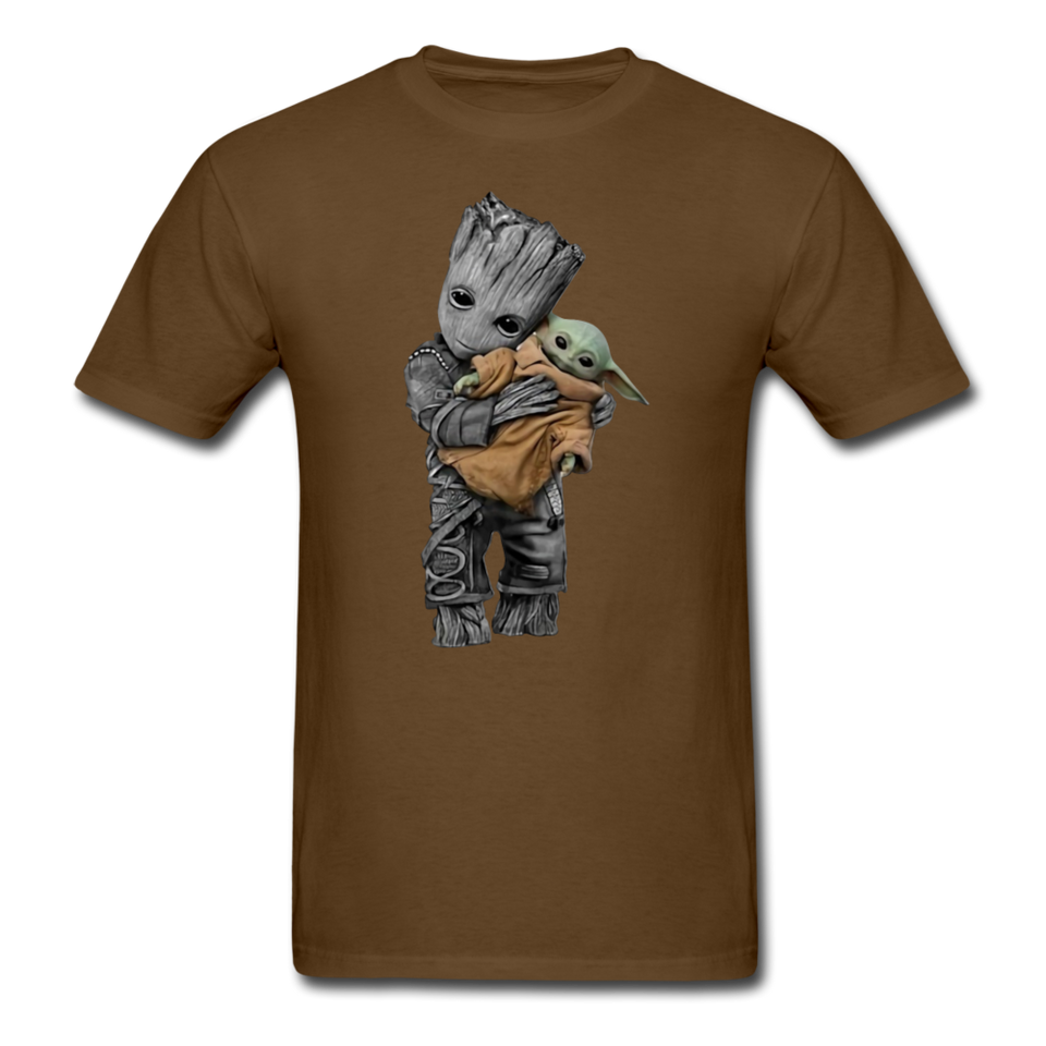 Baby Groot hugging baby Unisex Classic Adult T-Shirt - brown