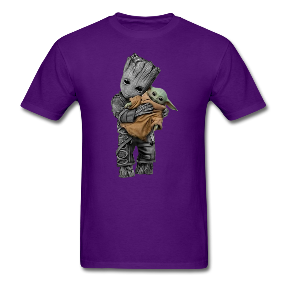 Baby Groot hugging baby Unisex Classic Adult T-Shirt - purple