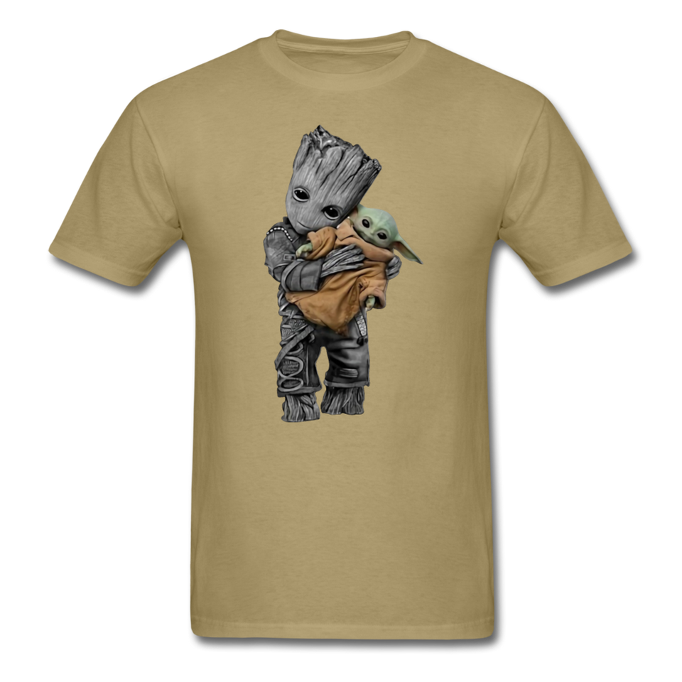 Baby Groot hugging baby Unisex Classic Adult T-Shirt - khaki