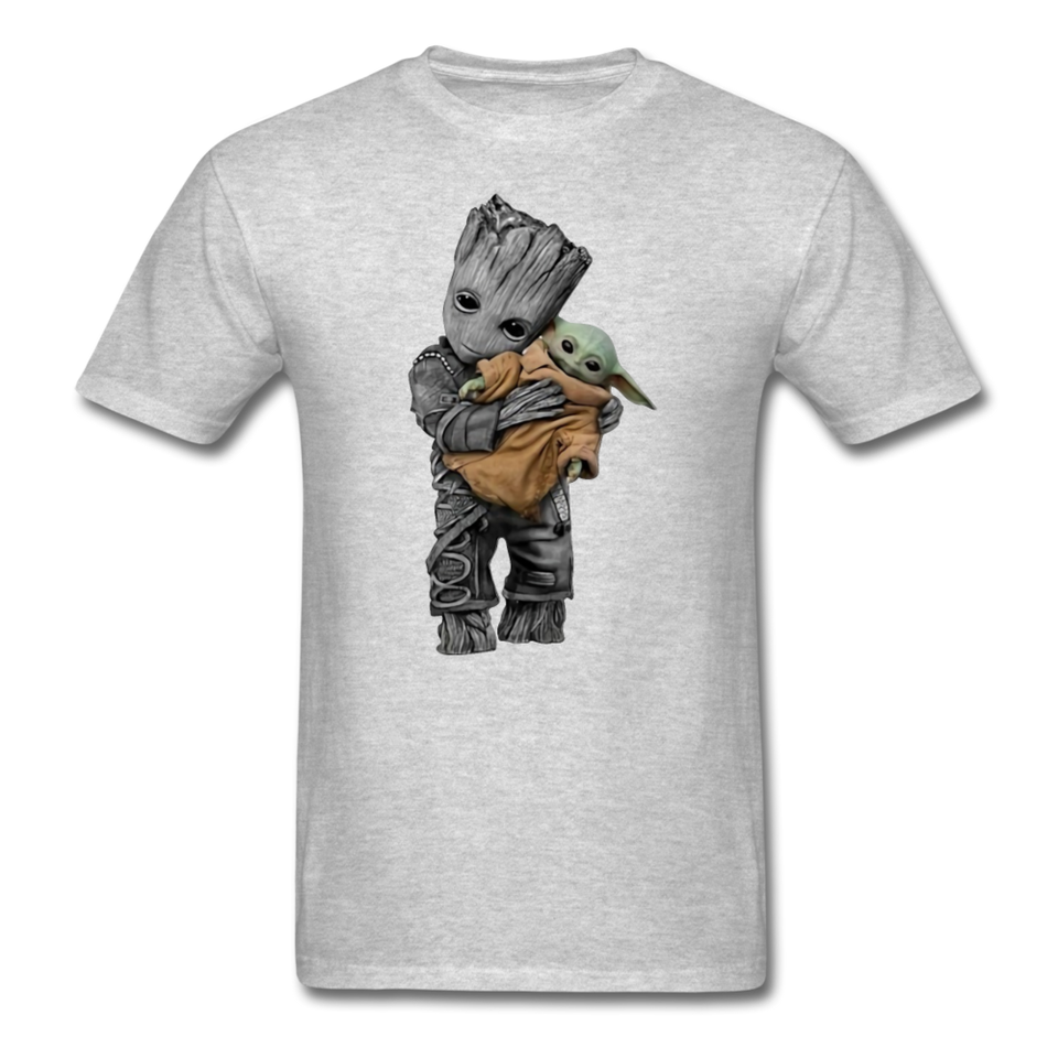 Baby Groot hugging baby Unisex Classic Adult T-Shirt - heather gray
