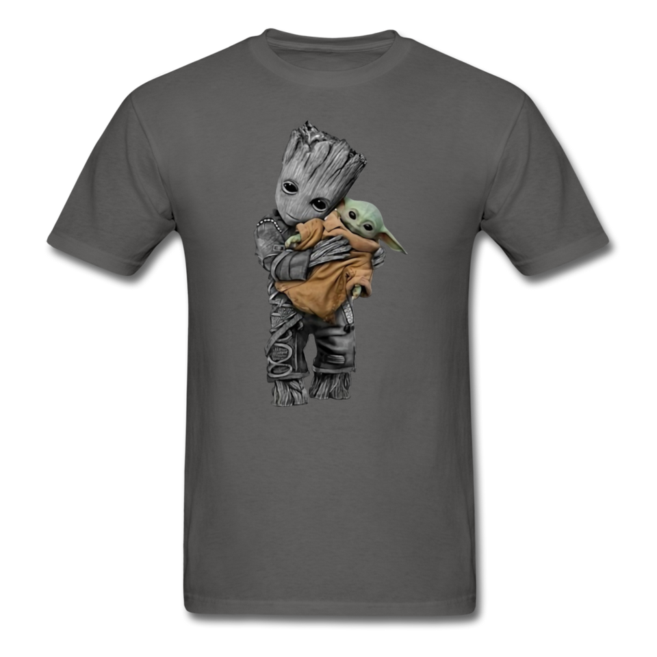 Baby Groot hugging baby Unisex Classic Adult T-Shirt - charcoal