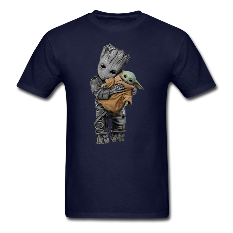 Baby Groot hugging baby Unisex Classic Adult T-Shirt - navy