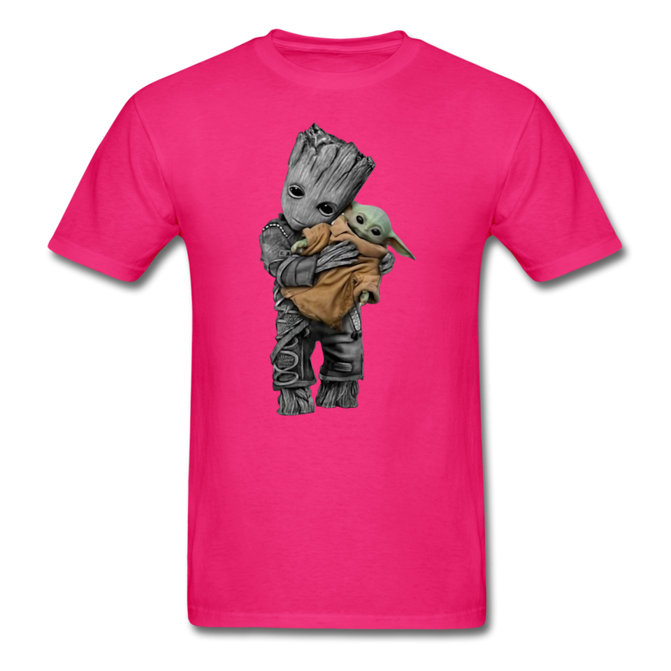 Baby Groot hugging baby Unisex Classic Adult T-Shirt - fuchsia