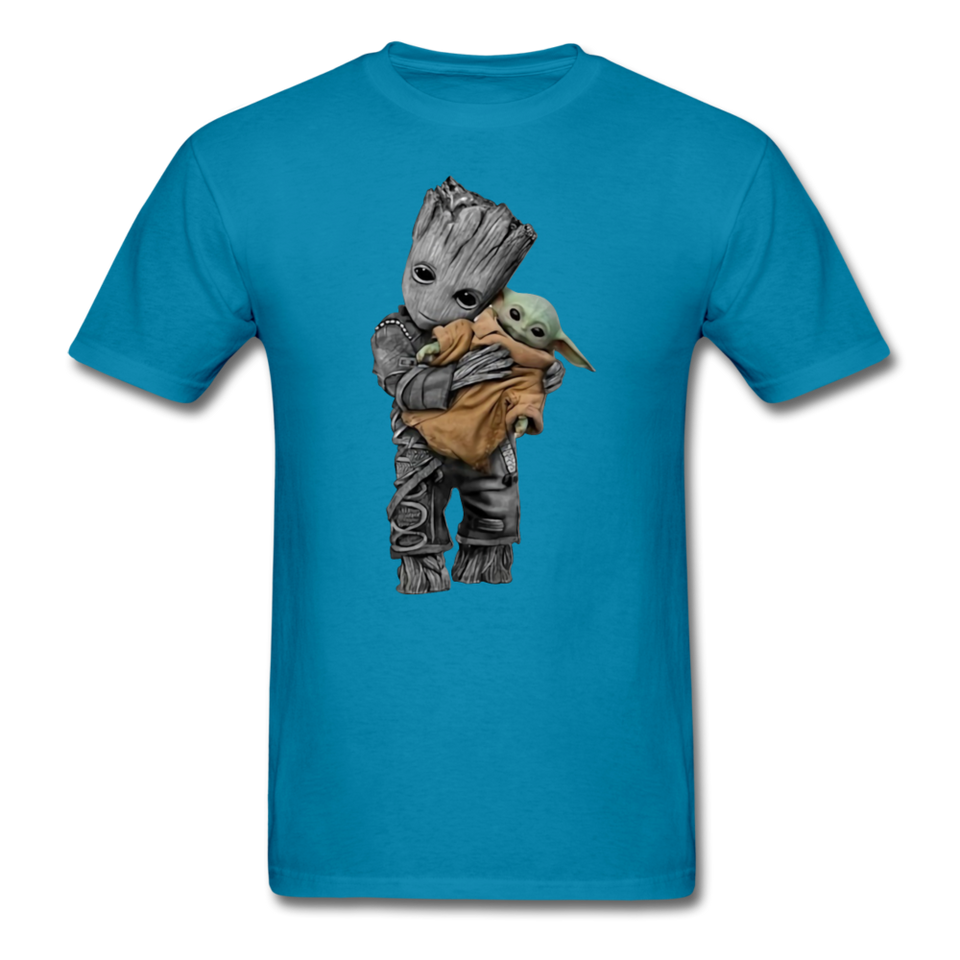 Baby Groot hugging baby Unisex Classic Adult T-Shirt - turquoise