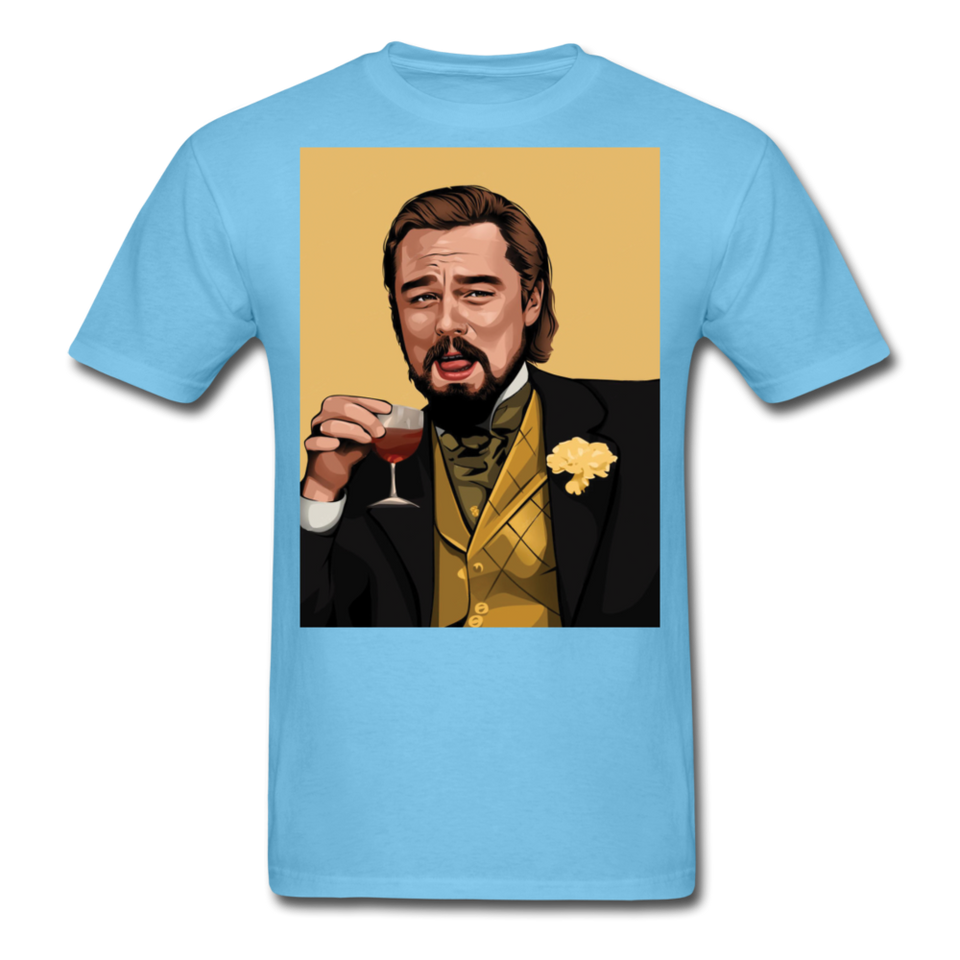 Leonardo DiCaprio Shirt Django Unchained Funny Meme T-Shirt S-6XL - aquatic blue