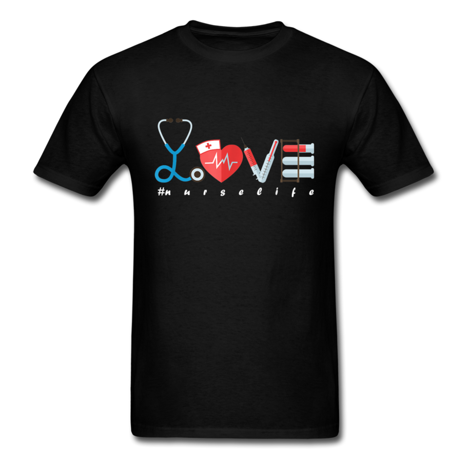 Nurse Life Lover Valentines Day Gift Tee T-Shirt - black