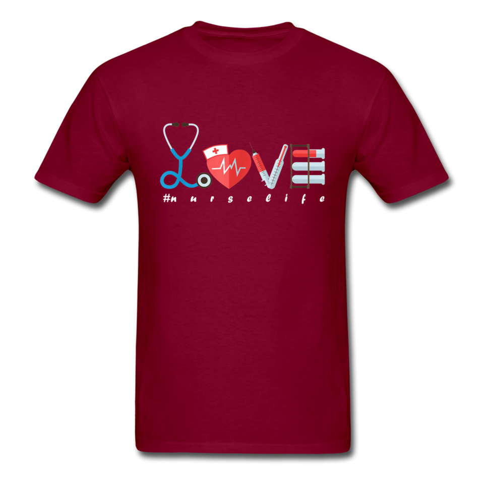 Nurse Life Lover Valentines Day Gift Tee T-Shirt - burgundy