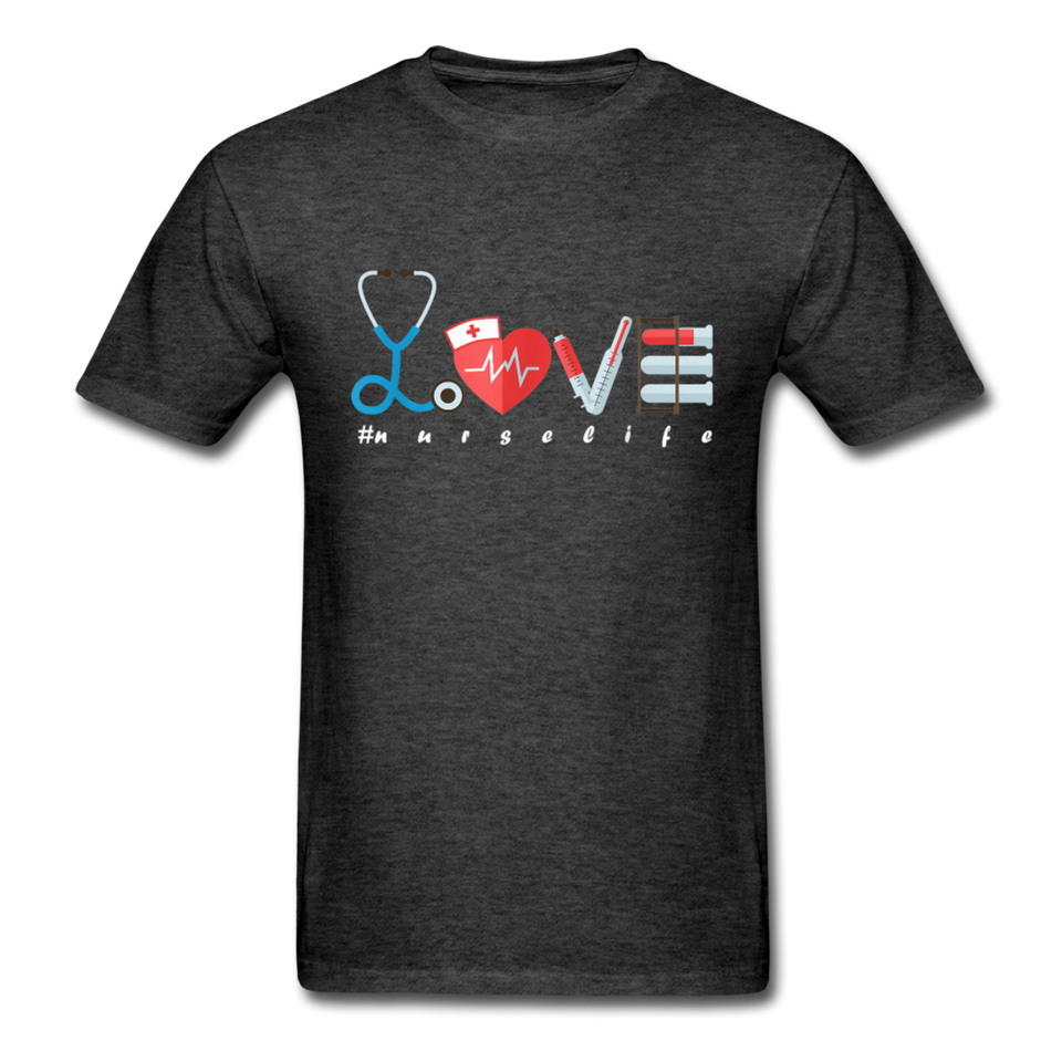 Nurse Life Lover Valentines Day Gift Tee T-Shirt - heather black